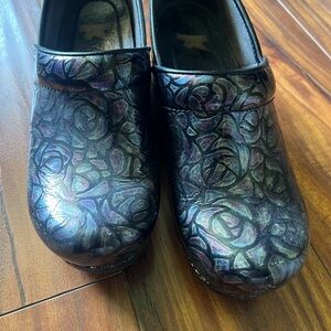 Dansko Black Floral Mules